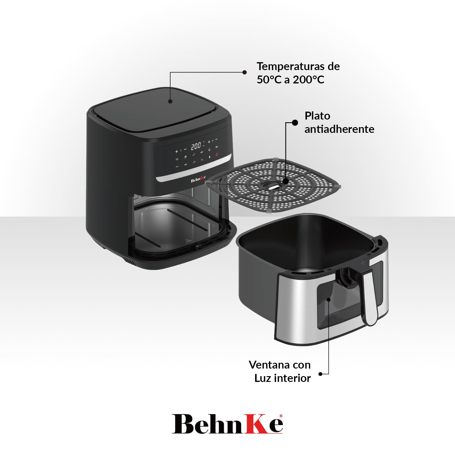 FREIDORA DE AIRE BEHNKE 9.2 LTS INCLUYE CESTA DE SILICONA DE REGALO - 6