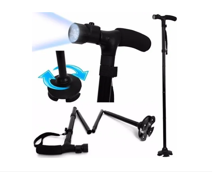 BASTÓN OUTDOOR ACERO INOXIDABLE MÁGICO ORTOPÉDICO CON LUZ LED PLEGABLE - 4