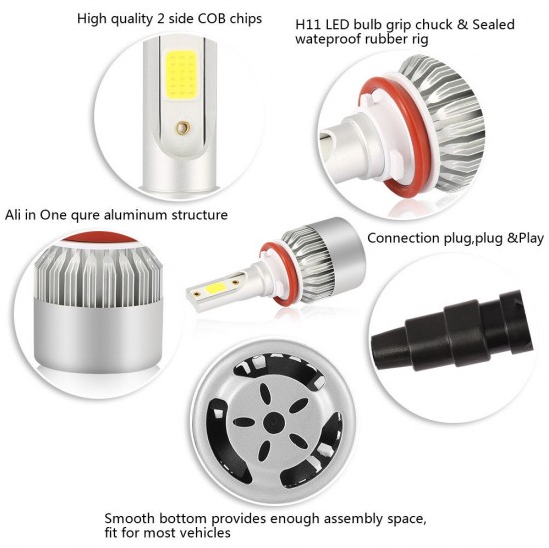 PACK 2 AMPOLLETA LED FARO DELANTERO H11 AUTOS - 4