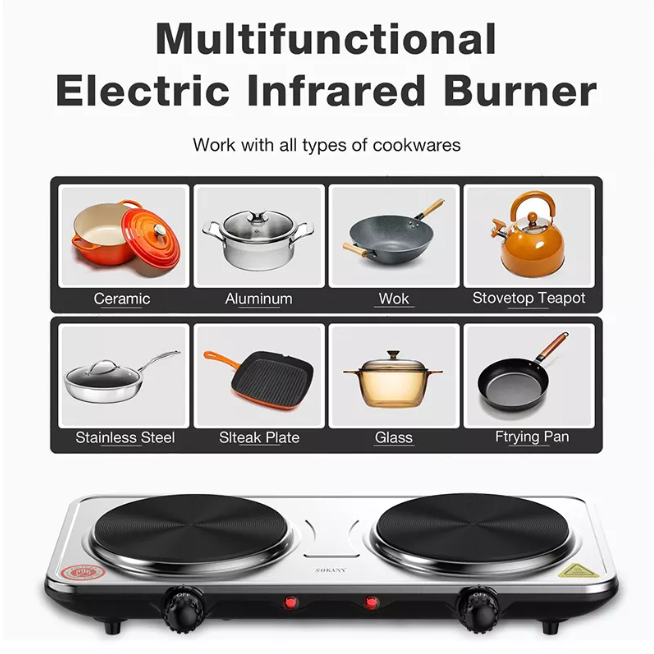 COCINA ENCIMERA ELÉCTRICA 2 PLATOS FÁCIL USO - 3