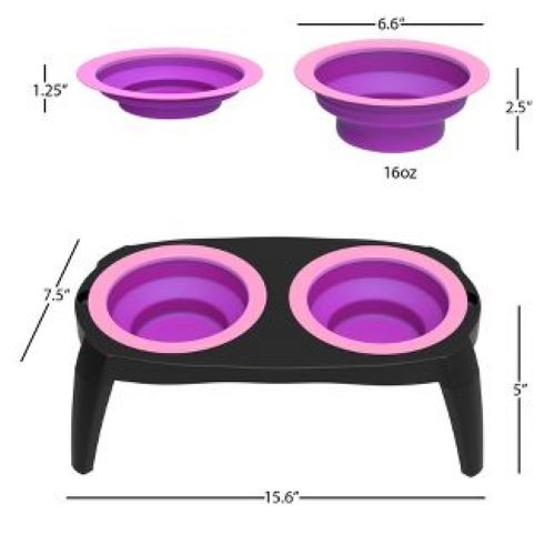 COMEDERO PERROS DOBLE TAZONES PLEGABLES ANTIDESLIZANTE - 4