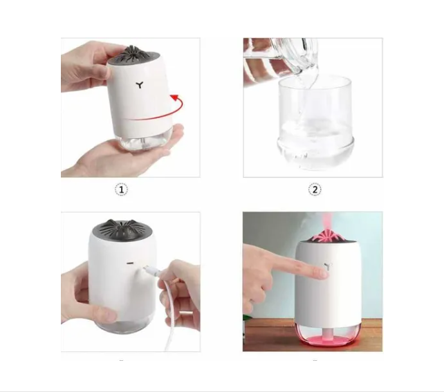 HUMIDIFICADOR 180 ML CON LUZ DE LLAMA MÁGICA DIFUSOR ULTRASÓNICO DE AROMA - 4