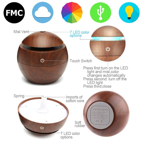 HUMIDIFICADOR DIFUSOR DE AROMA CON LUZ ESFÉRICO ULTRASÓNICO - 3
