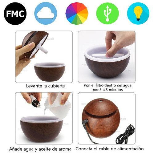 HUMIDIFICADOR DIFUSOR DE AROMA CON LUZ ESFÉRICO ULTRASÓNICO - 4