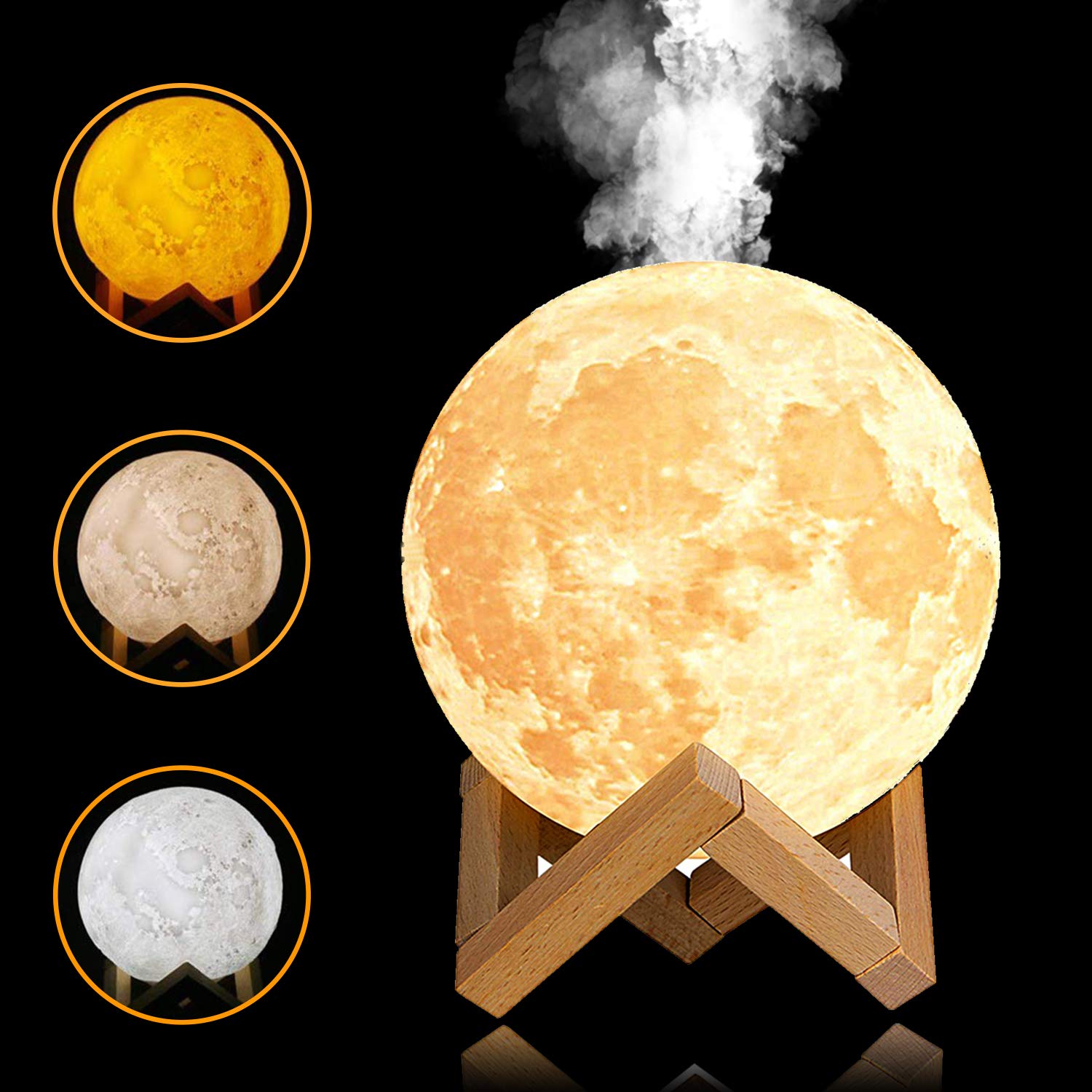 HUMIDIFICADOR TIPO LUNA LAMPARA 3D CON 3 LUCES DIFERENTES - 1