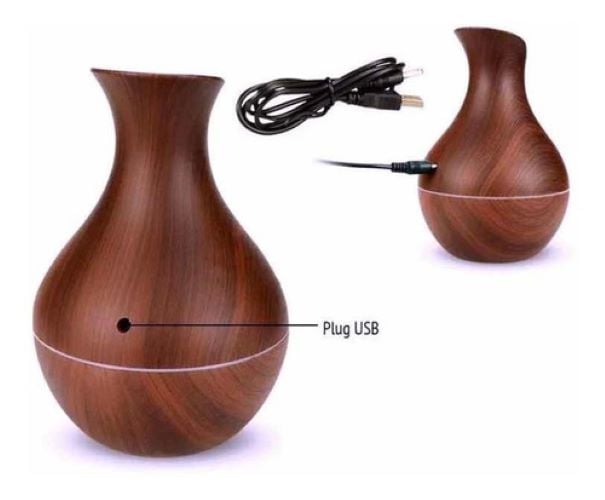 HUMIDIFICADOR Y DIFUSOR DE AROMA CON LUZ TIPO JARRÓN MADERA - 2