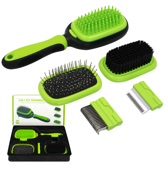 SET ASEO PERROS GATOS CEPILLO MASCOTAS 5 EN 1 - 4