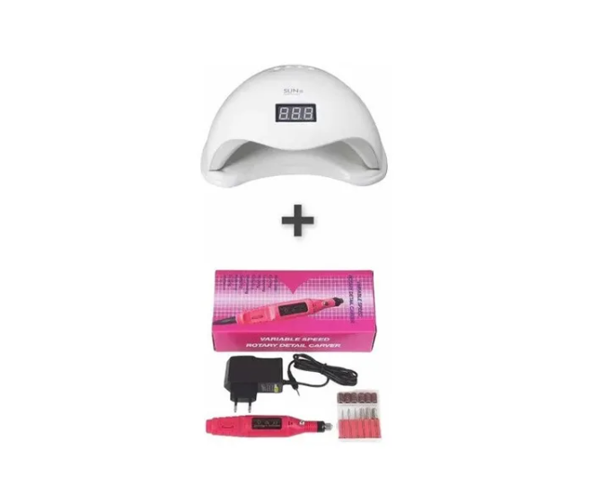 KIT LAMPARA LED UV 48W CON TORNO PULIDOR ELÉCTRICO PARA UÑAS - 1