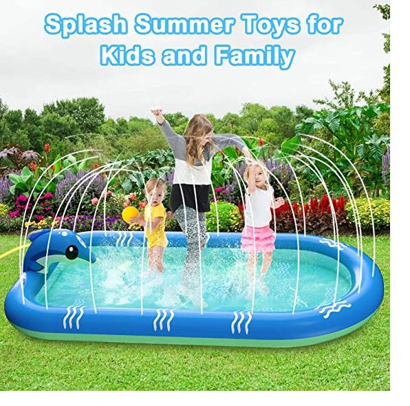 PISCINA INFLABLE PARA NIÑOS 3 EN 1 CON DELFINES QUE SALPICAN AGUA - 1