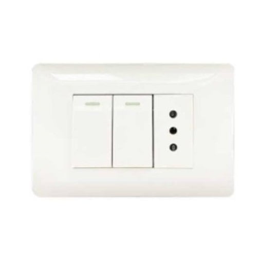 MODULO DE INTERRUPTOR BLANCO DOBLE Y TOMA DE CORRIENTE 912 - 1