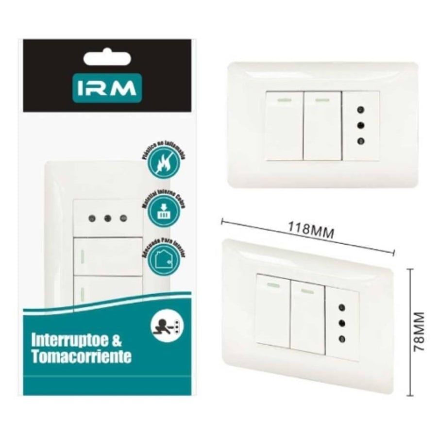 MODULO DE INTERRUPTOR BLANCO DOBLE Y TOMA DE CORRIENTE 912 - 2