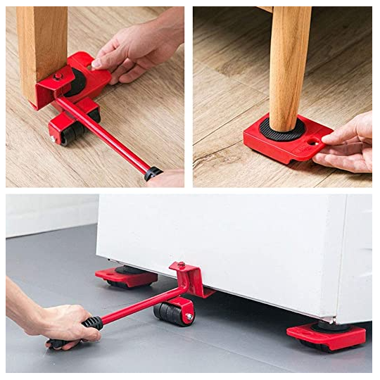 ELEVADOR MUEBLES ERGONÓMICO 4 RODILLOS APARATOS PESADOS 150KG ACERO - 7
