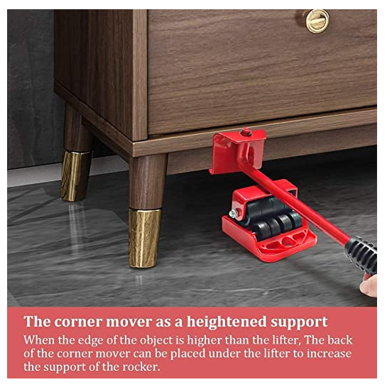 ELEVADOR MUEBLES ERGONÓMICO 4 RODILLOS APARATOS PESADOS 150KG ACERO - 8