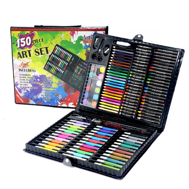CONJUNTO DE ARTE CAJA DE 150 PIEZAS PARA NIÑOS NEGRO - 1