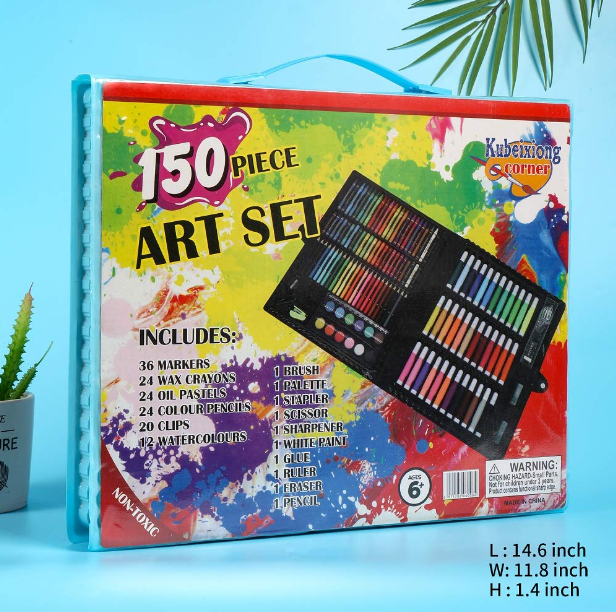 CONJUNTO DE ARTE CAJA DE 150 PIEZAS PARA NIÑOS NEGRO - 4
