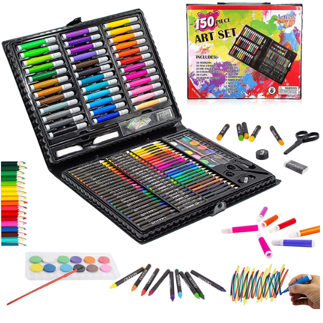 CONJUNTO DE ARTE CAJA DE 150 PIEZAS PARA NIÑOS NEGRO - 5