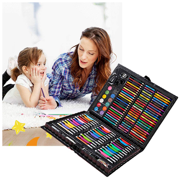 CONJUNTO DE ARTE CAJA DE 150 PIEZAS PARA NIÑOS NEGRO - 6