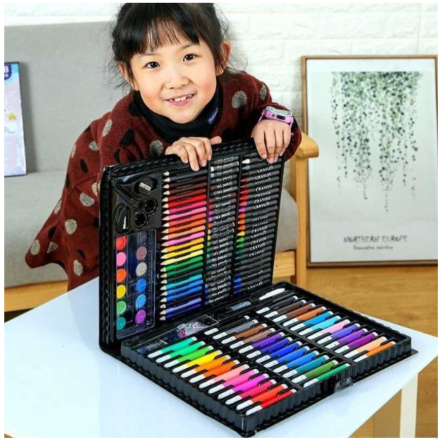 CONJUNTO DE ARTE CAJA DE 150 PIEZAS PARA NIÑOS NEGRO - 7