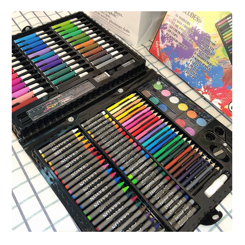 CONJUNTO DE ARTE CAJA DE 150 PIEZAS PARA NIÑOS NEGRO - 8