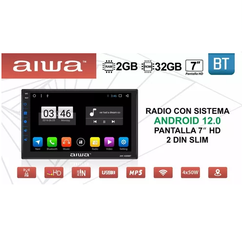 RADIO AUTO AIWA 2 DIN PANTALLA TOUCH HD DE 7'' ANDROID 12.0 - 3