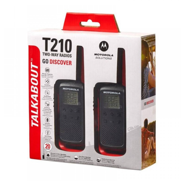WALKIE TALKIE MOTOROLA NEGRO INTERCOMUNICADOR TRANSCEPTOR T210CL TALKABOUT - 2