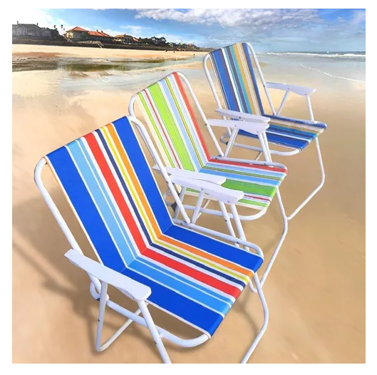 SET DE 3 SILLAS DE PLAYA CON APOYABRAZOS PLEGABLE VACACIONES VERANO - 1