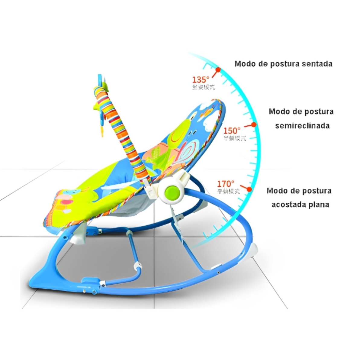 SILLA NIDO BEBÉ MECEDORA MUSICAL CON VIBRACIÓN AZUL - 5
