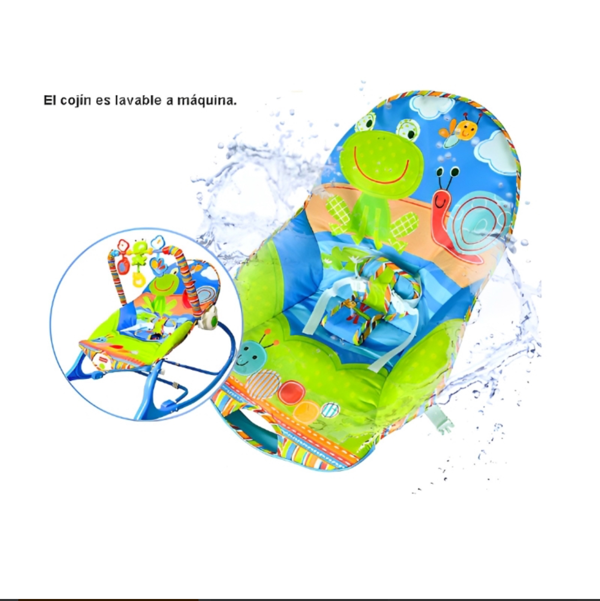SILLA NIDO BEBÉ MECEDORA MUSICAL CON VIBRACIÓN AZUL - 6