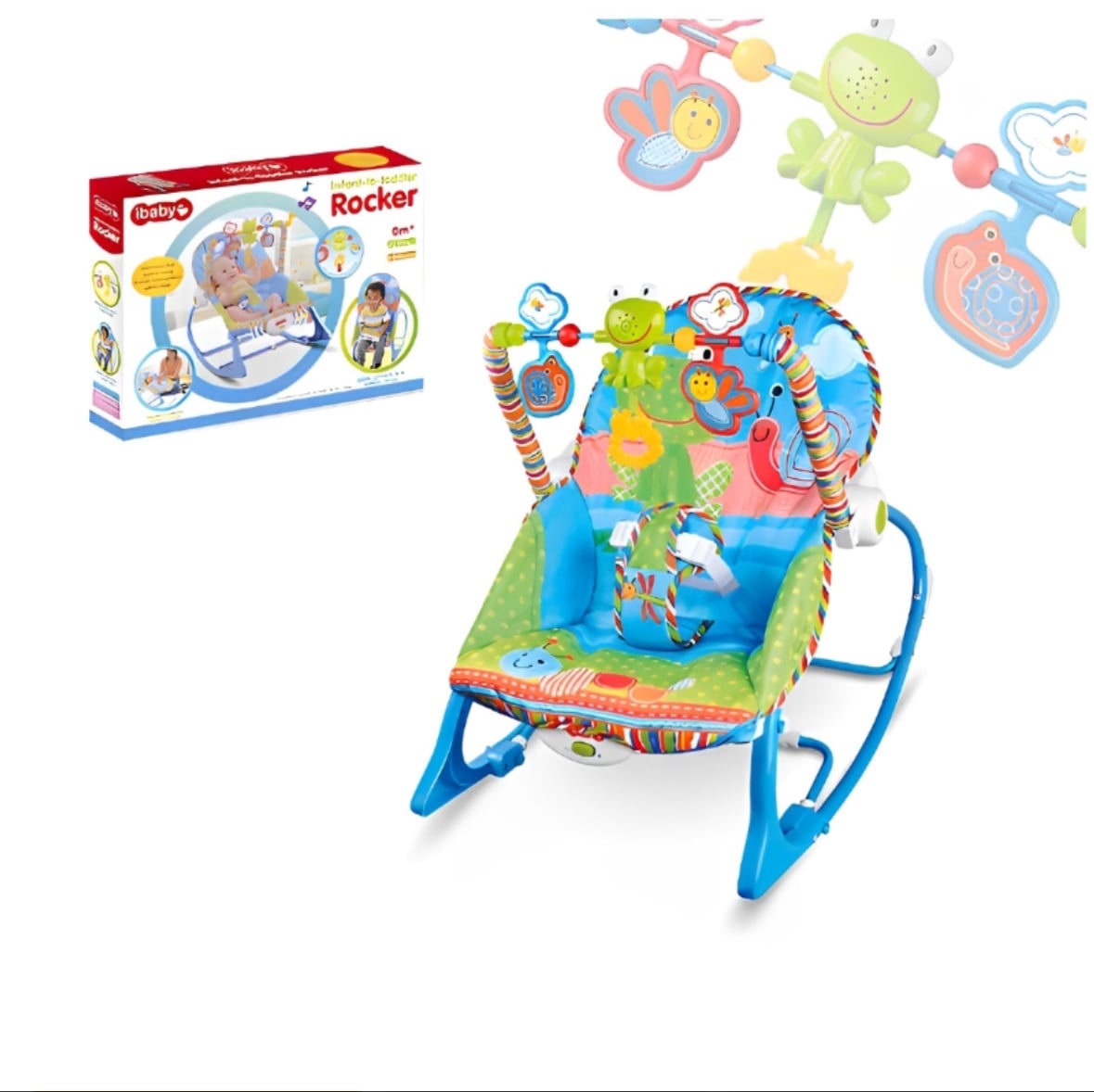 SILLA MECEDORA MUSICAL CON VIBRACIÓN BEBÉ AZUL - 1