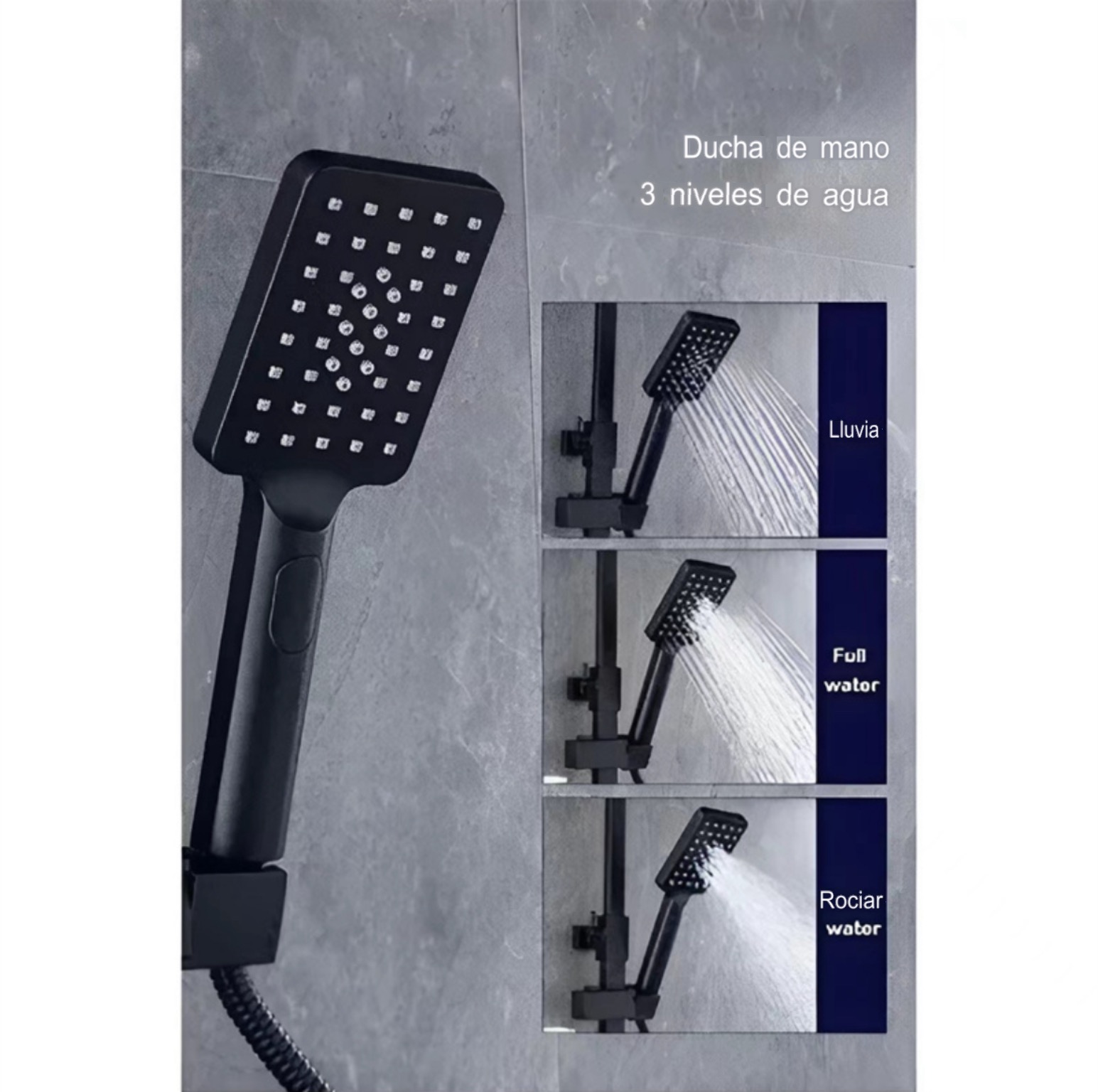 ACCESORIO GRIFERÍA TOP SELLER COLUMNA DUCHA 4 FUNCIONES BOTONES PUSH NEGRO MATE - 3