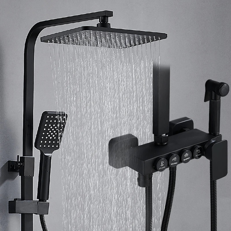 ACCESORIO GRIFERÍA TOP SELLER COLUMNA DUCHA 4 FUNCIONES BOTONES PUSH NEGRO MATE - 7