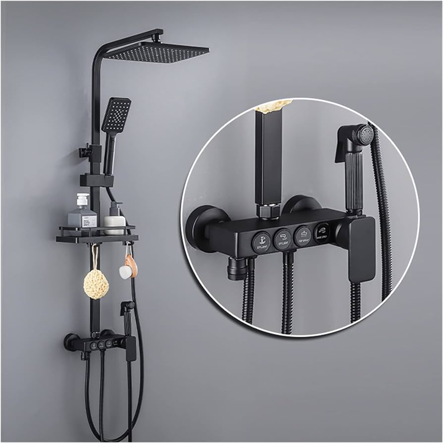 ACCESORIO GRIFERÍA TOP SELLER COLUMNA DUCHA 4 FUNCIONES BOTONES PUSH NEGRO MATE - 8