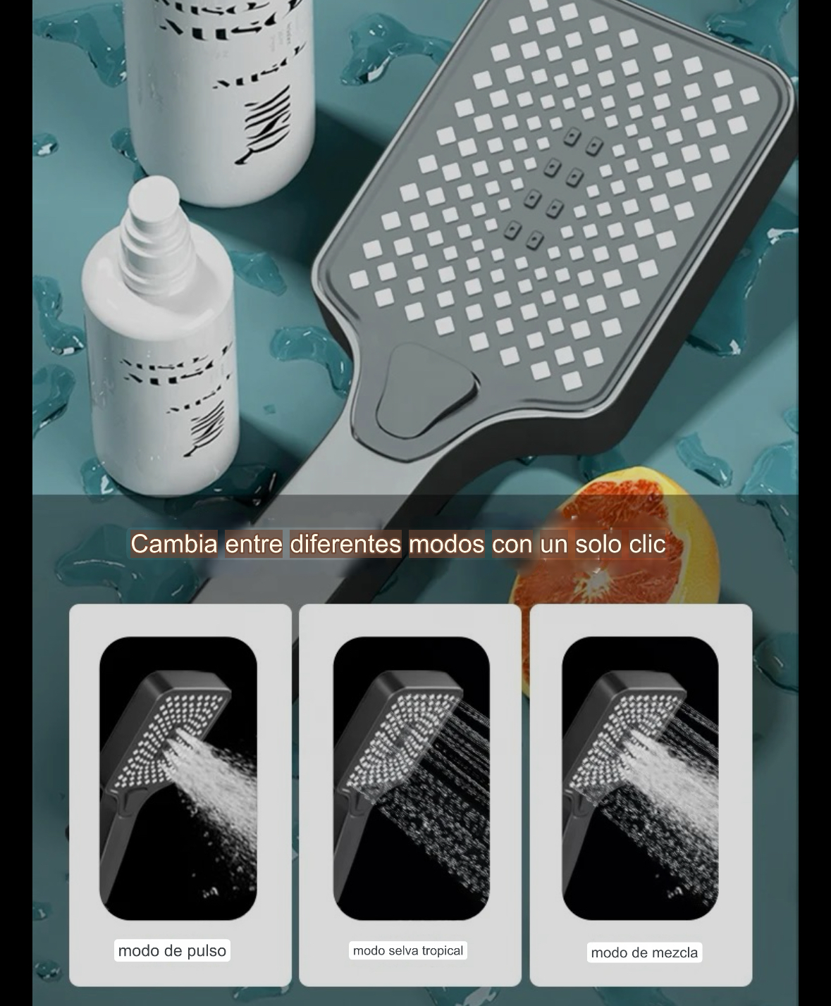 COLUMNA DE DUCHA BOTONES PUSH 4 FUNCIONES NEGRO MATE - 2