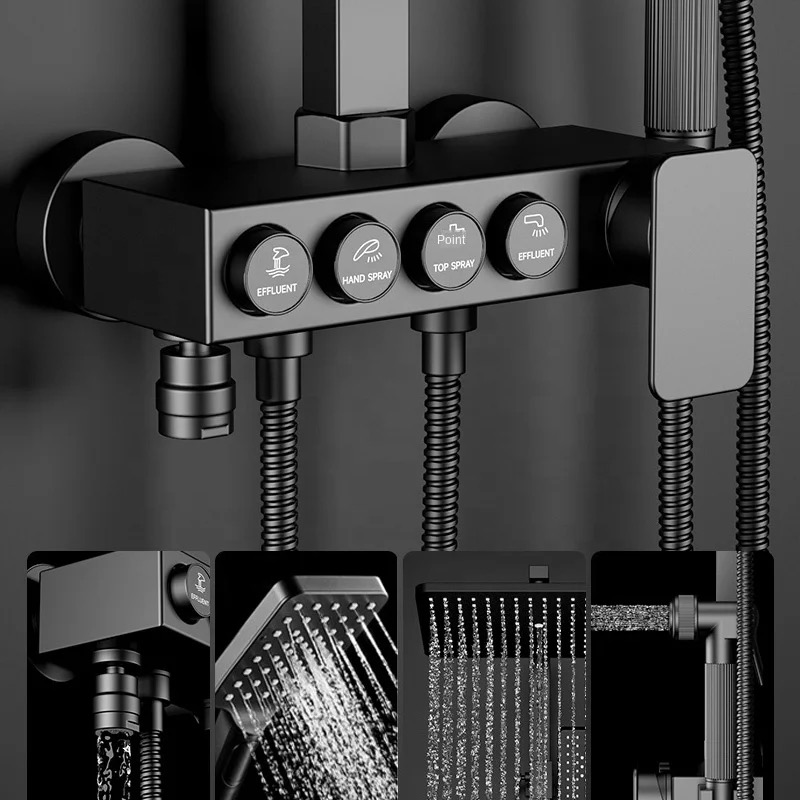 COLUMNA DE DUCHA BOTONES PUSH 4 FUNCIONES NEGRO MATE - 3