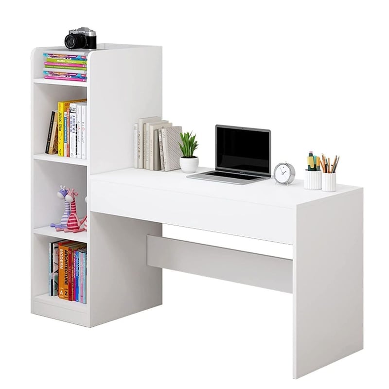 ESCRITORIO MODERNO BLANCO CON REPISAS - 1