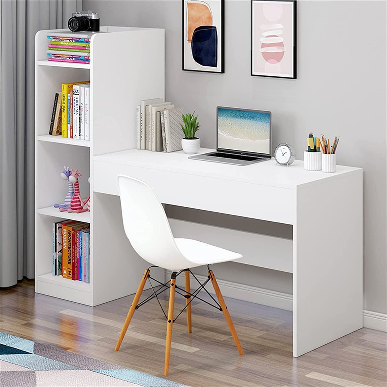 ESCRITORIO MODERNO BLANCO CON REPISAS - 2