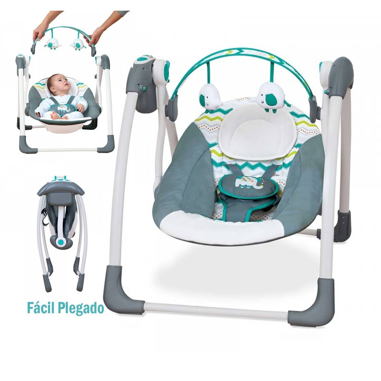 SILLA ACTUAL MECEDORA BEBÉS CON MELODÍAS Y ASIENTO RECLINABLE VERDE CLARO - 1