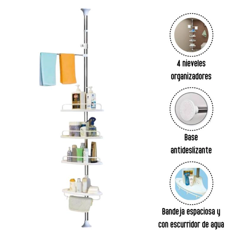 ORGANIZADOR ESQUINERO PARA BAÑO ALTURA REGULABLE - 5