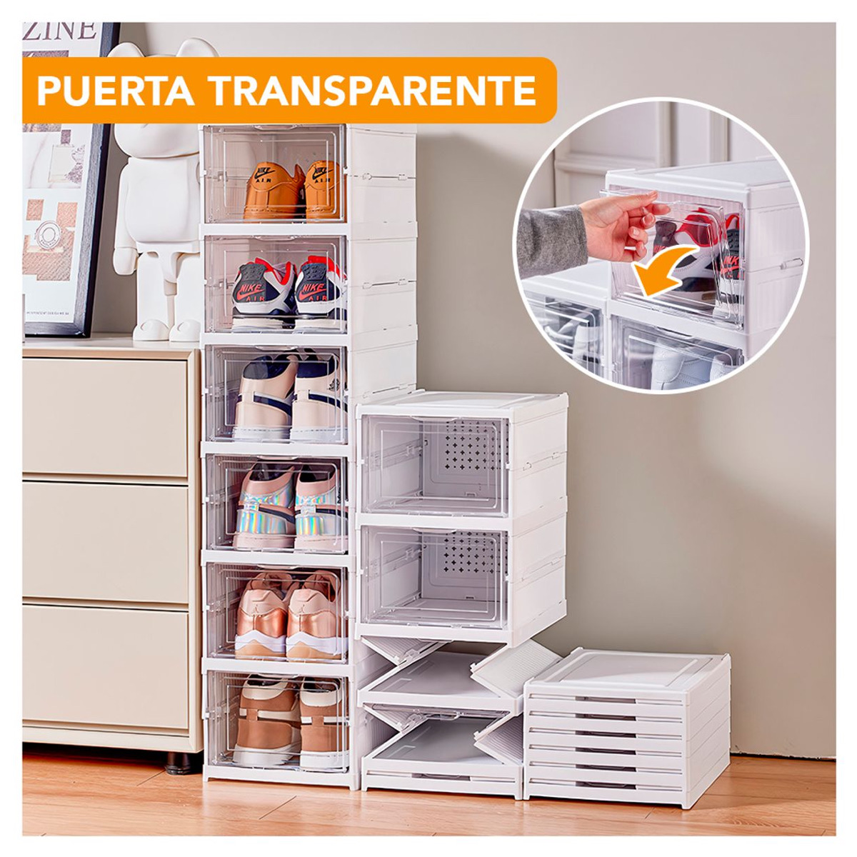 ZAPATERO TOP SELLER WHITE PLEGABLE ORGANIZADOR 6 COMPARTIMENTOS ACRÍLICO - 3