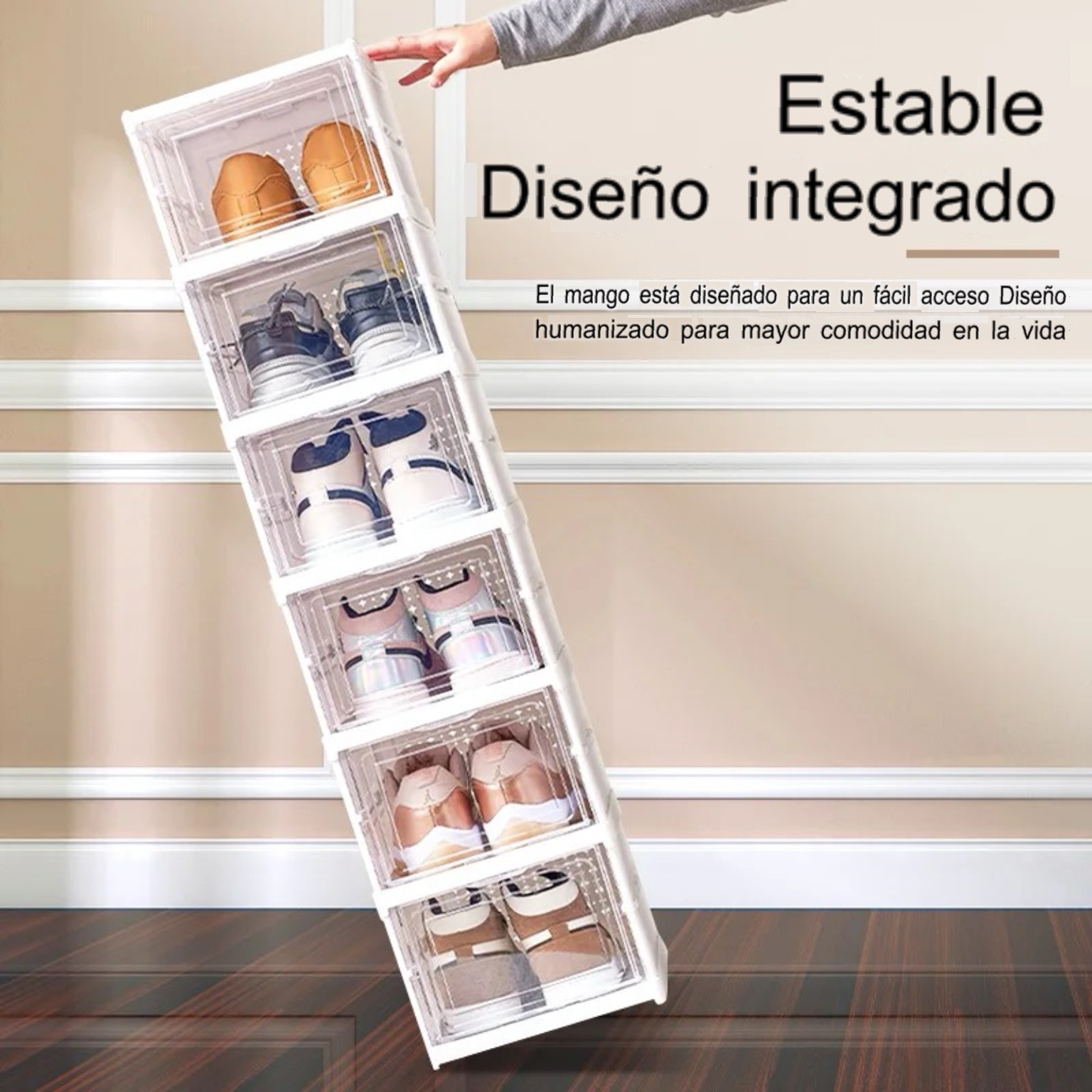 ZAPATERO TOP SELLER WHITE PLEGABLE ORGANIZADOR 6 COMPARTIMENTOS ACRÍLICO - 6