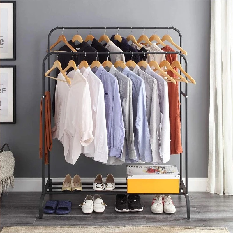 PERCHERO DOBLE ORGANIZADOR DE ROPA RESISTENTE HASTA 35 KILOS NEGRO - 6