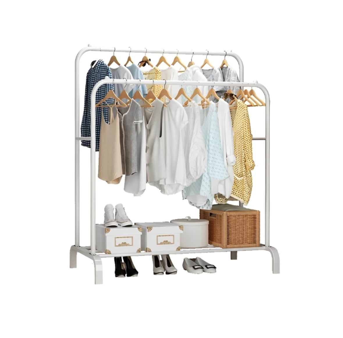 PERCHERO DOBLE ORGANIZADOR DE ROPA RESISTENTE HASTA 35 KILOS BLANCO - 1