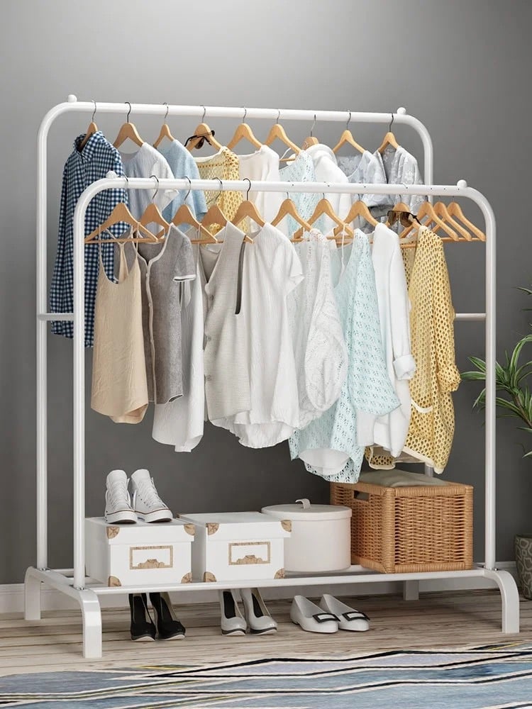 PERCHERO DOBLE ORGANIZADOR DE ROPA RESISTENTE HASTA 35 KILOS BLANCO - 2