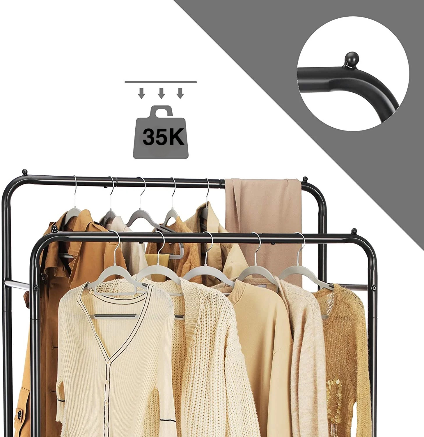 PERCHERO DOBLE ORGANIZADOR DE ROPA RESISTENTE HASTA 35 KILOS BLANCO - 8
