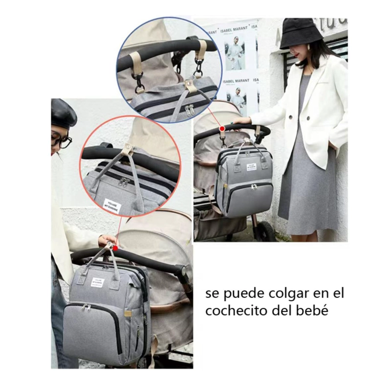 MOCHILA MATERNAL 3 EN 1 PAÑALERA CUNA MUDADOR IMPERMEABLE - 4