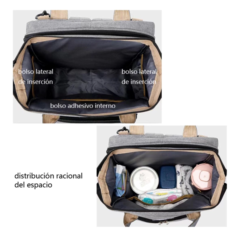 MOCHILA MATERNAL 3 EN 1 CUNA MUDADOR PAÑALERA IMPERMEABLE - 6