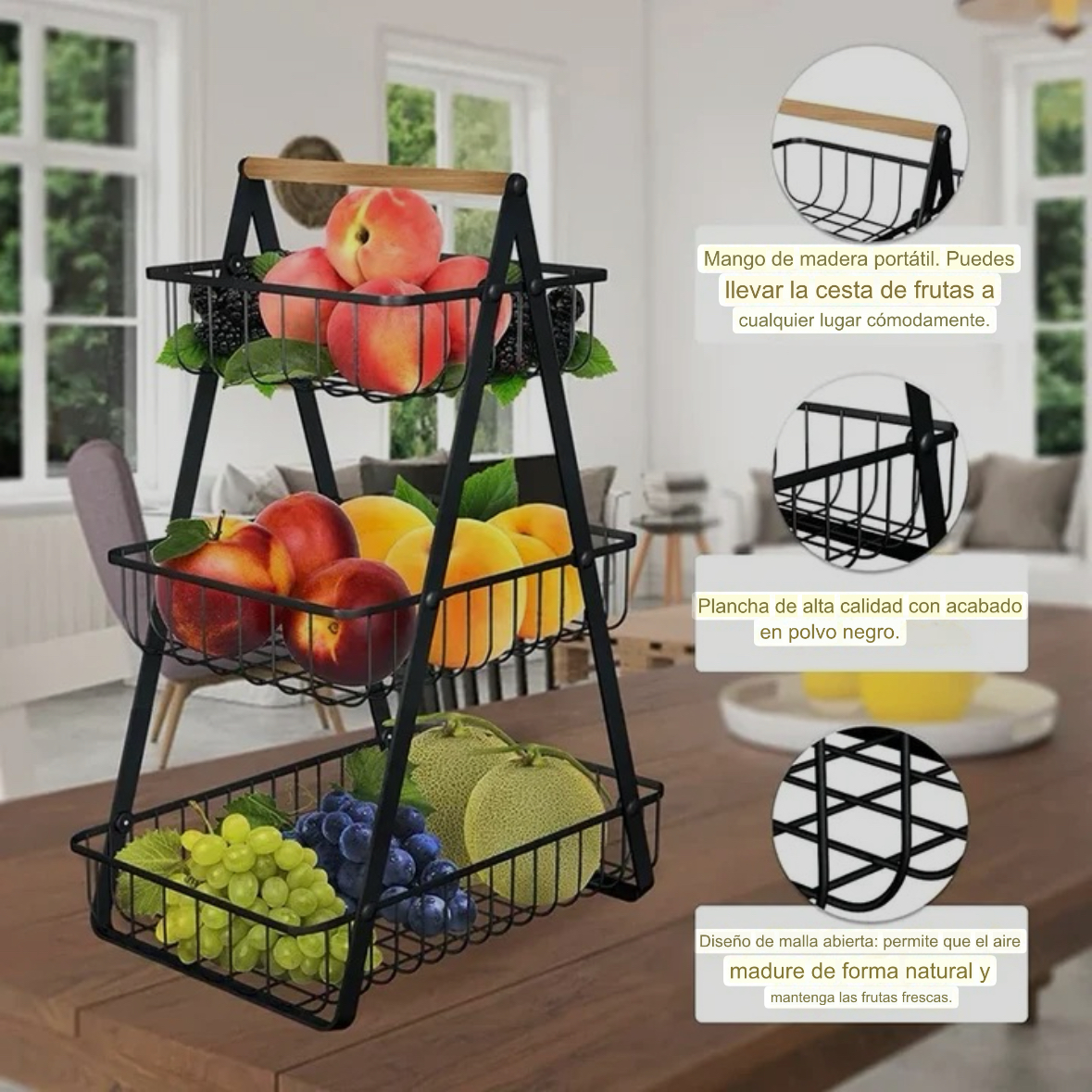 FRUTERO VERDULERO CANASTO PARA FRUTAS VERDURAS 3 NIVELES - 3