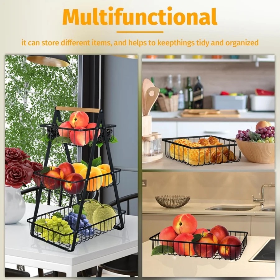 FRUTERO VERDULERO CANASTO PARA FRUTAS VERDURAS 3 NIVELES - 6