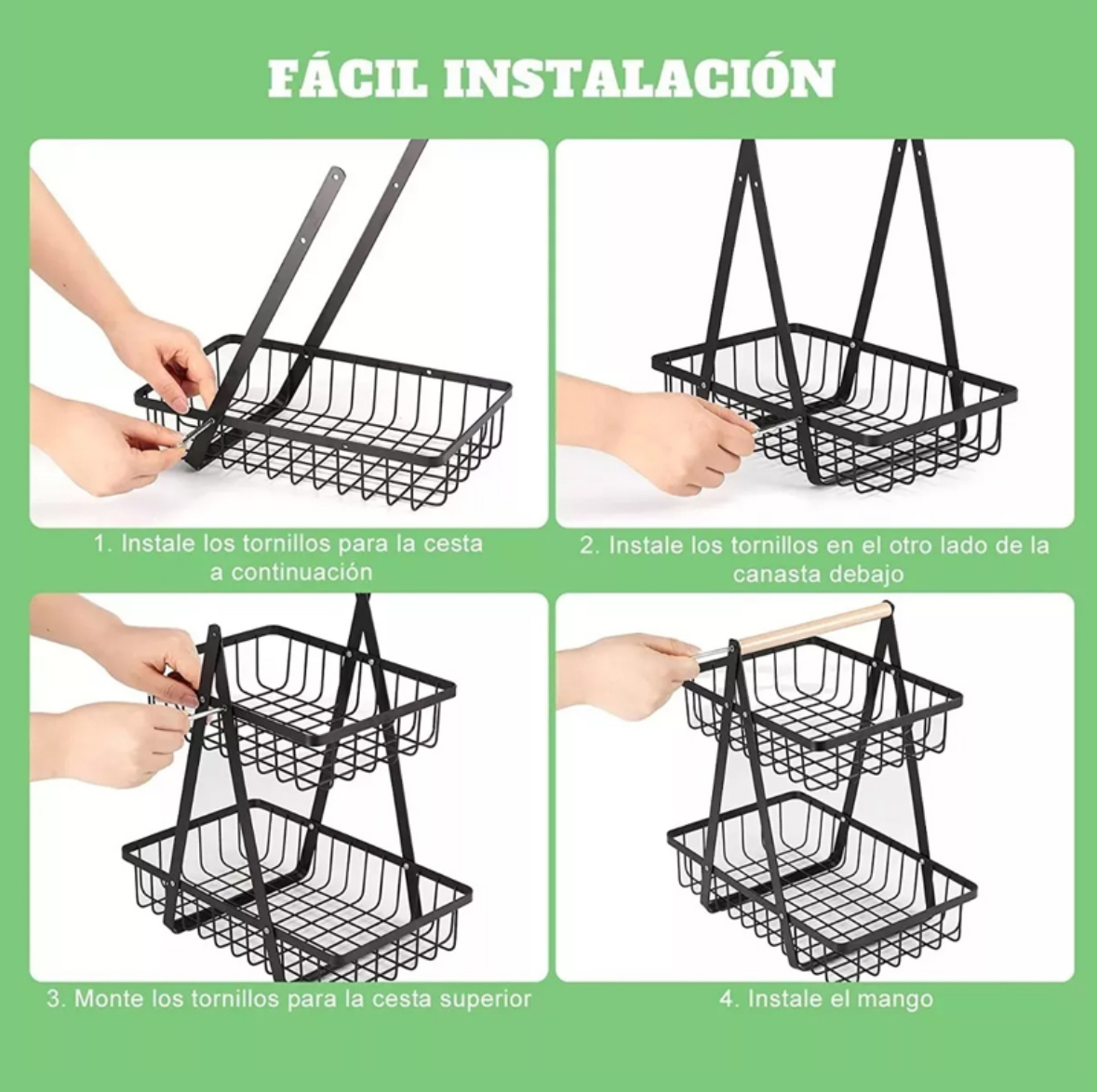 FRUTERO VERDULERO CANASTO PARA FRUTAS VERDURAS 3 NIVELES - 8