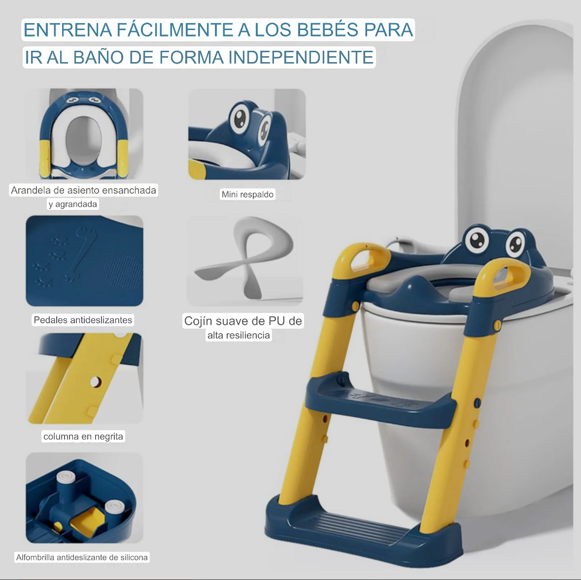 ADAPTADOR ESCALERA DE BAÑO PLEGABLE PARA NIÑOS BAÑO DE ENTRENAMIENTO - 2